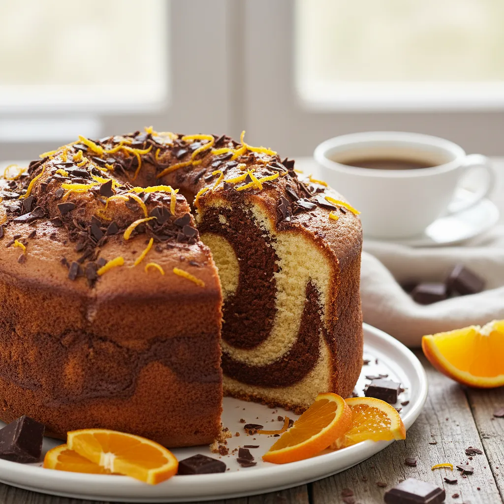 Fluffy Marble Cake with a Hint of Orange and Dark Chocolate - photo 1