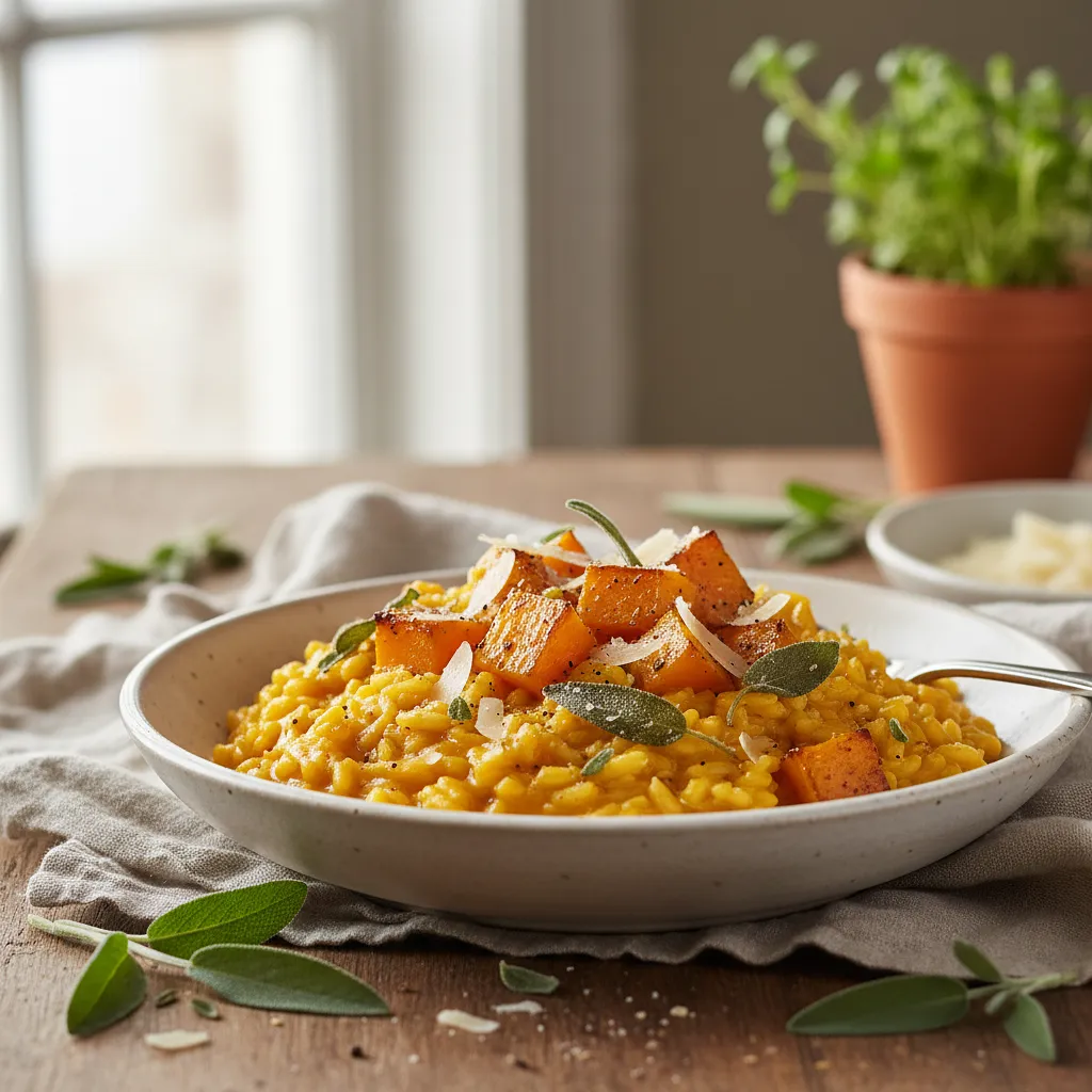 Recipe for: Creamy risotto with roasted pumpkin, sage, and parmesan - photo 1