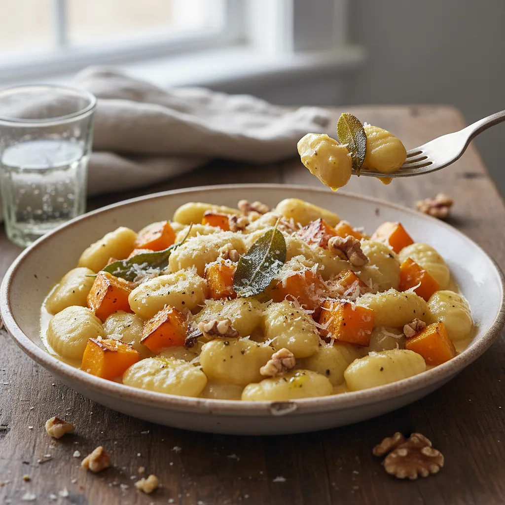 Przepis na: Kremowe Gnocchi z Pieczoną Dynią, Szałwią i Orzechami Włoskimi - zdjęcie 1