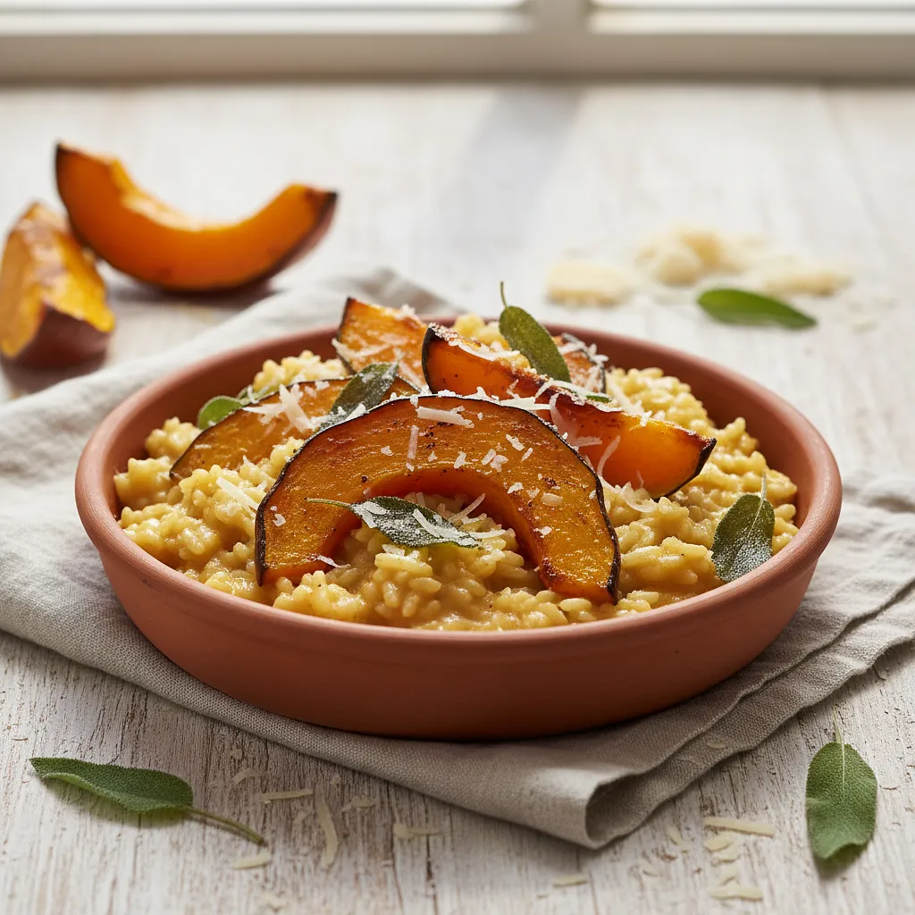 Przepis na: Kremowe risotto z pieczoną dynią, szałwią i parmezanem - zdjęcie 1