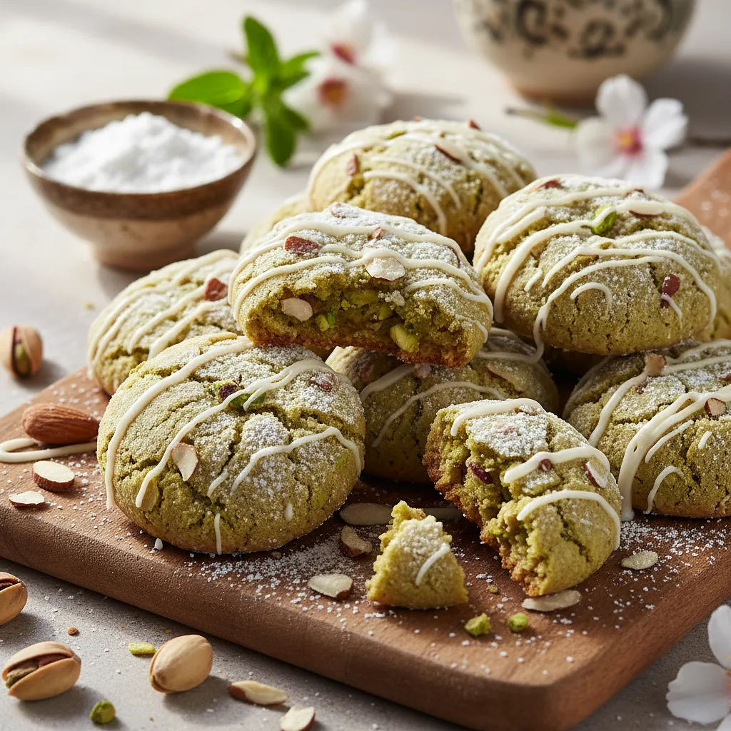 Przepis na: Pistacjowe Ciasteczka Crinkle z Nutą Migdałową - zdjęcie 1