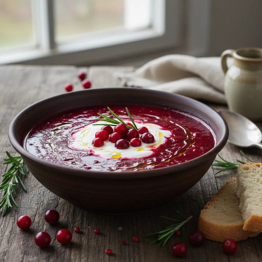 Recipe for: Royal Red Borscht with a Hint of Cranberry and Rosemary - photo 1
