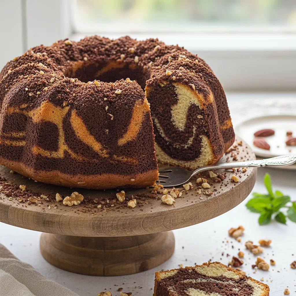 Marble Chocolate-Nut Bundt Cake with Cocoa Crumble - photo 1