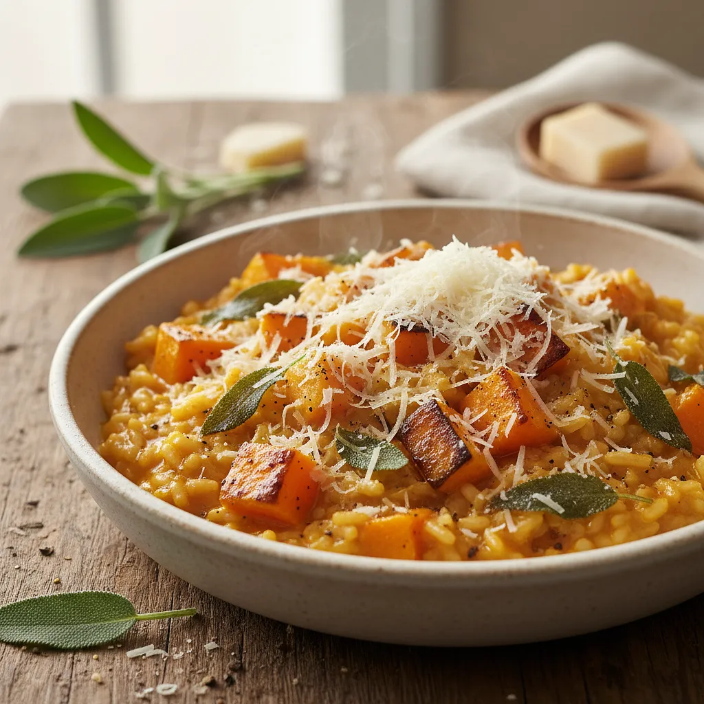 Przepis na: Kremowe risotto z pieczoną dynią, szałwią i parmezanem - zdjęcie 1