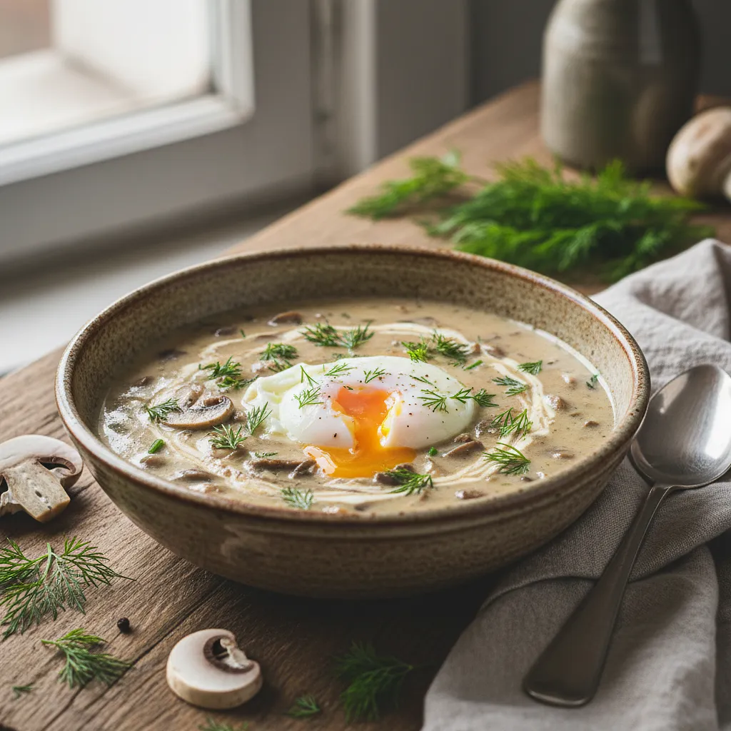 Recipe for: Creamy Kulajda with Wild Mushrooms and Poached Egg - photo 1