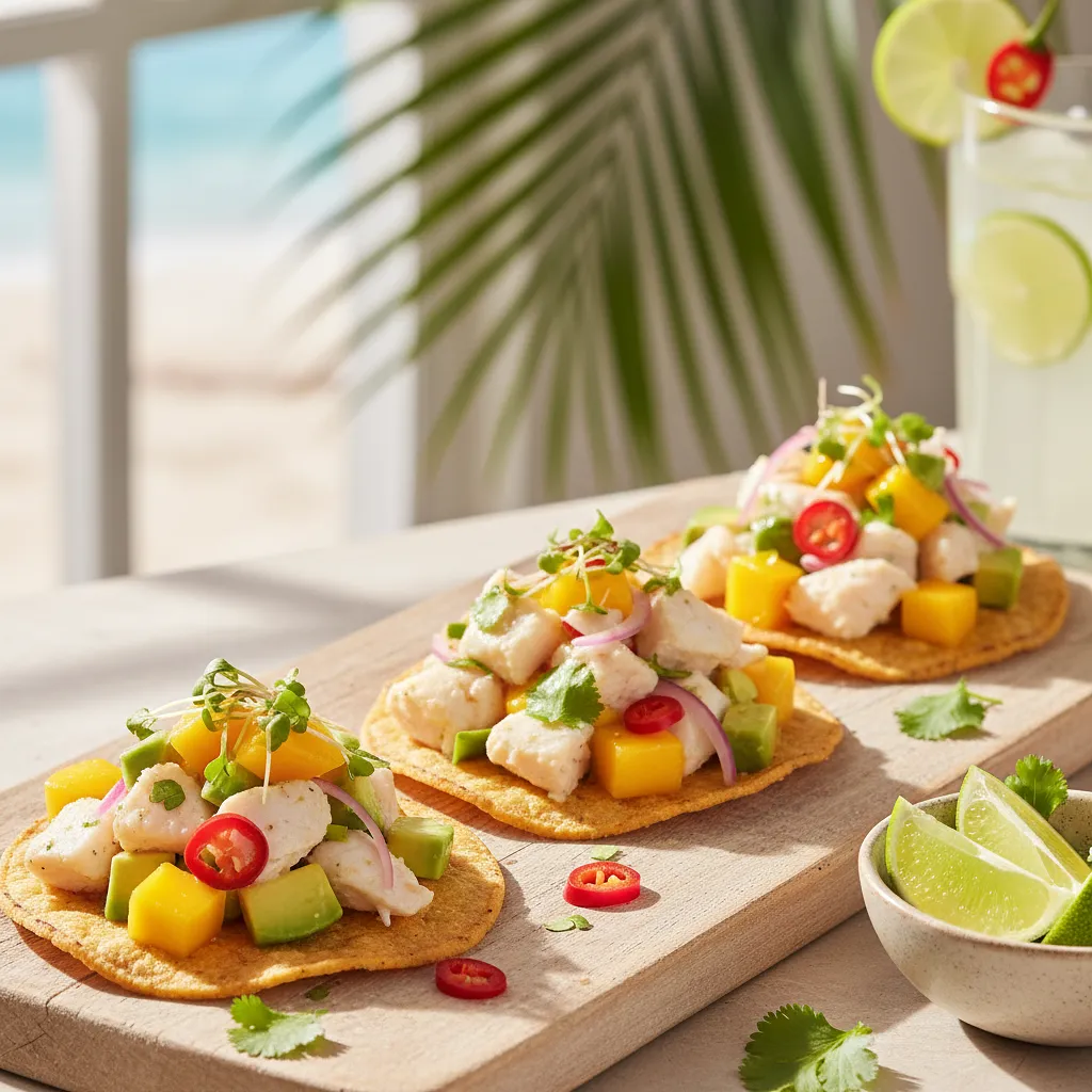 Przepis na: Tropikalne Ceviche z Dorsza z Mango i Awokado na Chrupiących Tostadach - zdjęcie 1