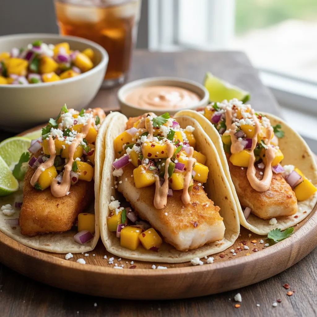 Tacos de Pescado z Salsą Mango-Chipotle i Kremowym Sosem - photo 1