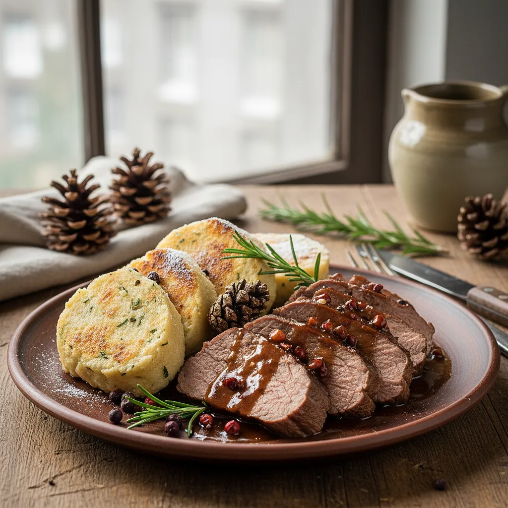 Recipe for: Wild Boar in Pine Cone Sauce with Karlovy Vary Dumpling - photo 1