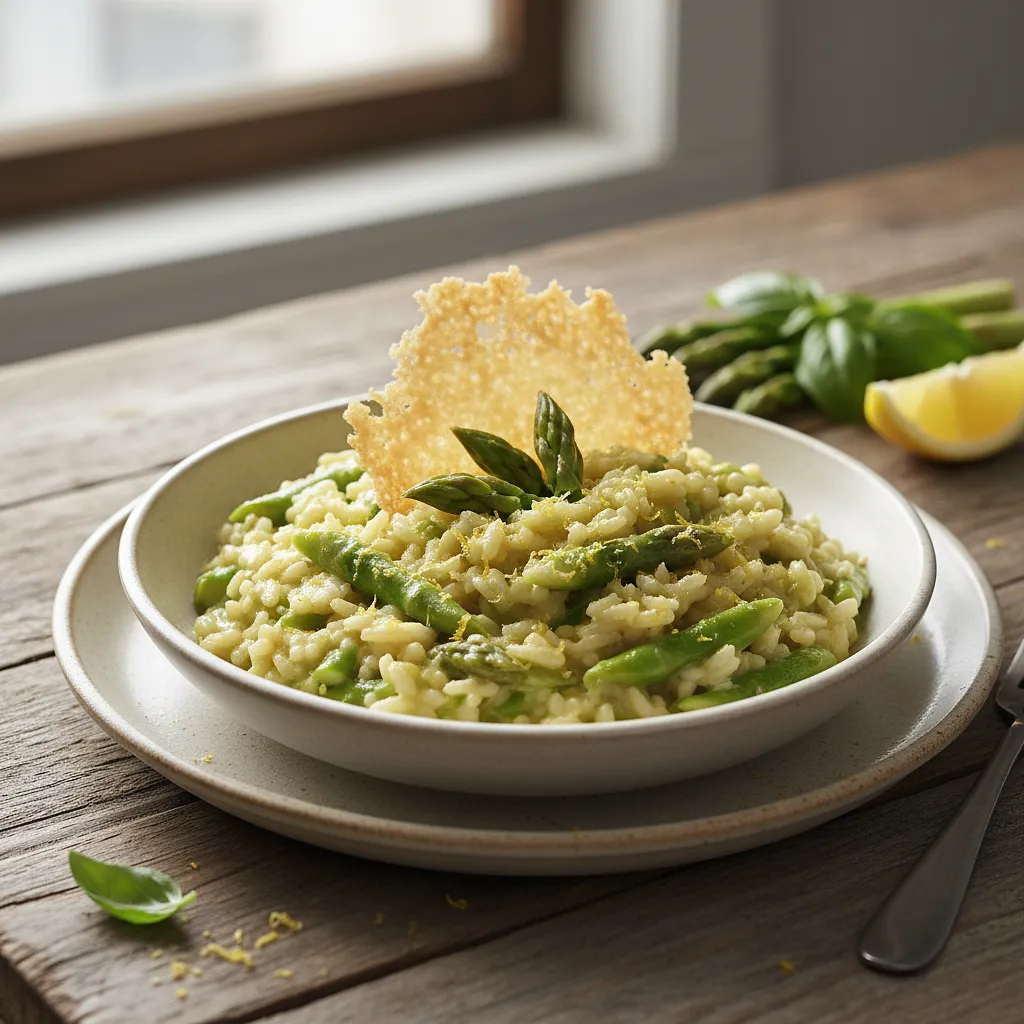 Creamy risotto with asparagus, parmesan chips, and a hint of lemon - photo 1