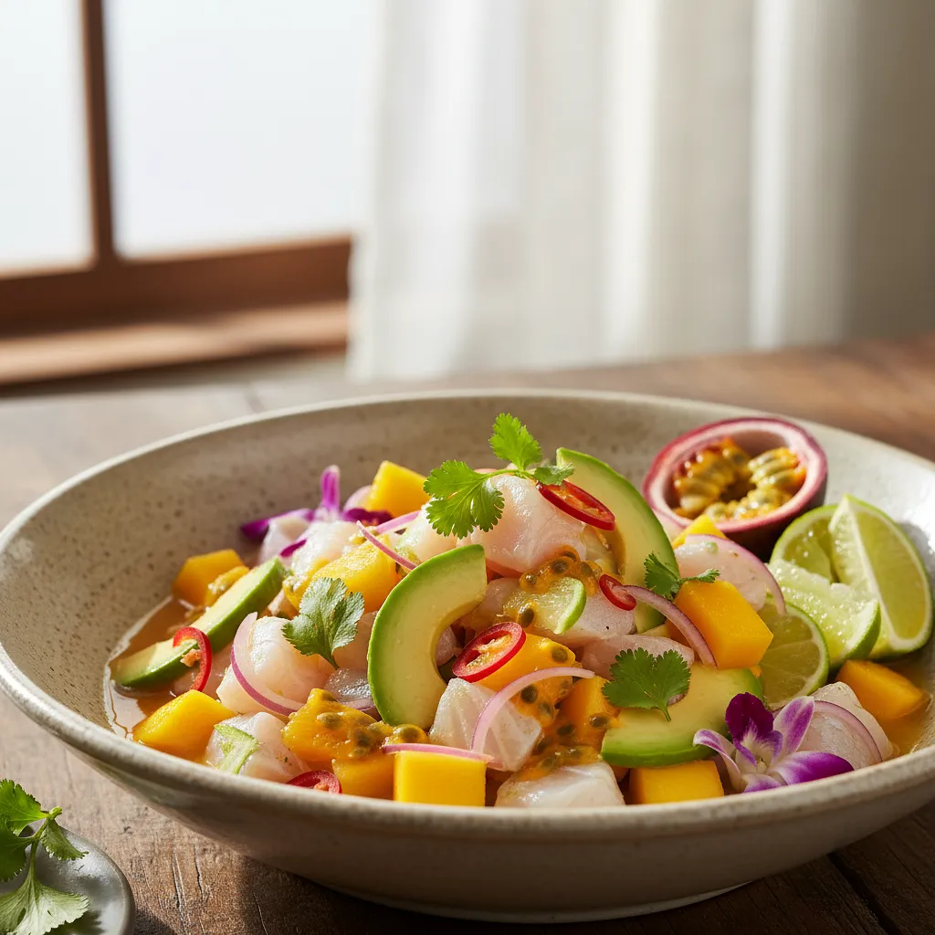 Recipe for: Mango and Avocado Ceviche with Spicy Passion Fruit - photo 1