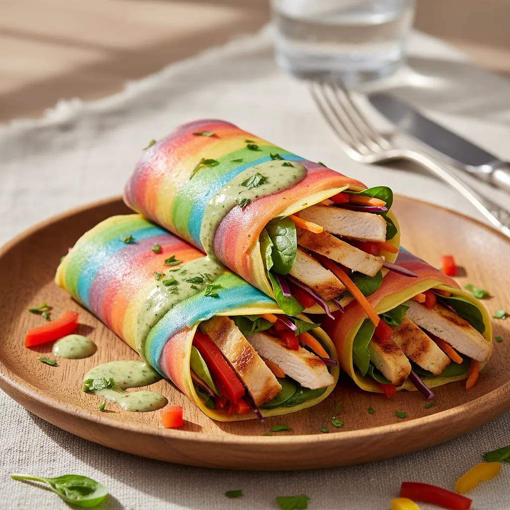 Recipe for: Rainbow Pancakes with Chicken and Vegetables - photo 1