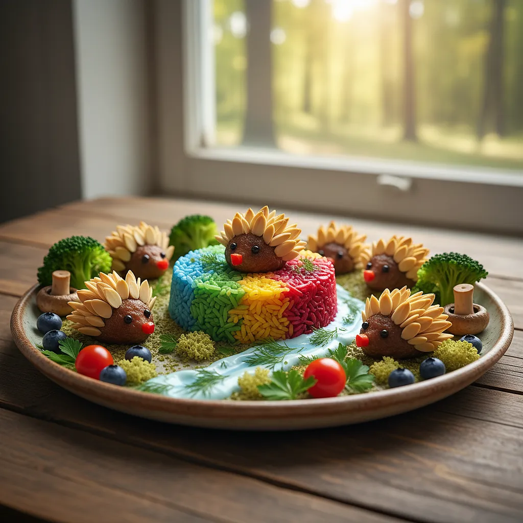 Forest Glade with Hedgehog Meatballs and Rainbow Rice - photo 1