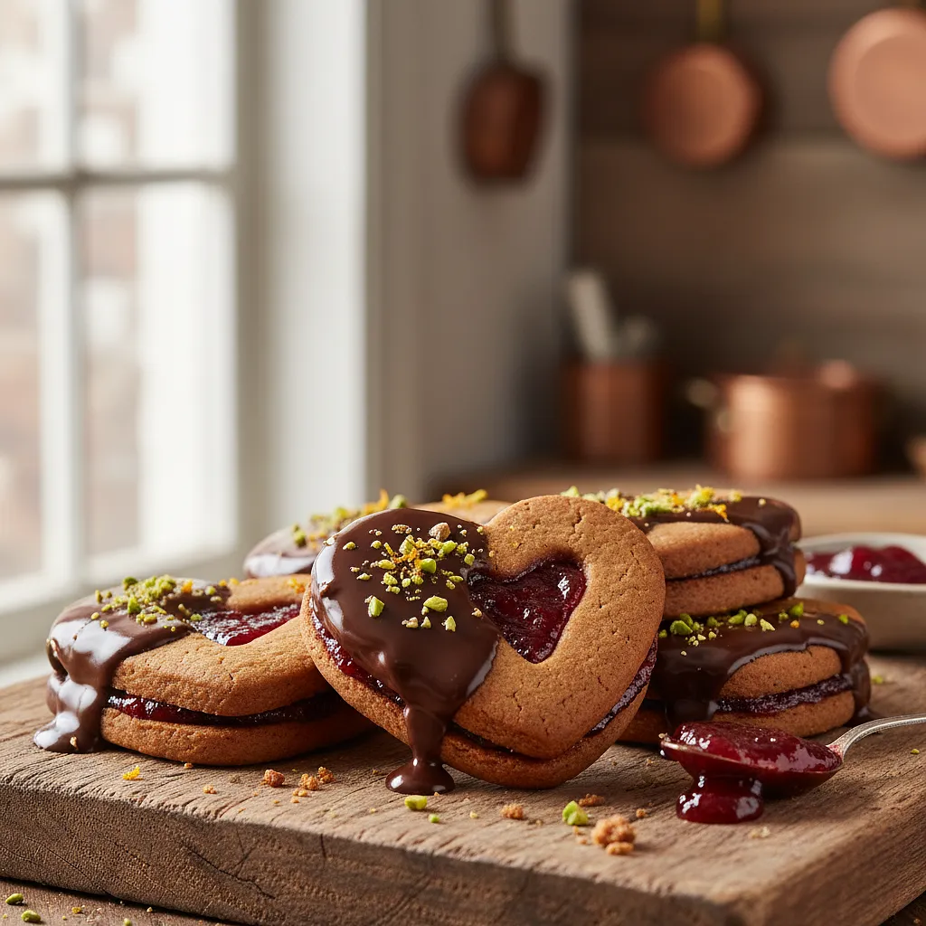 Spiced hearts with plum jam in dark chocolate - photo 1