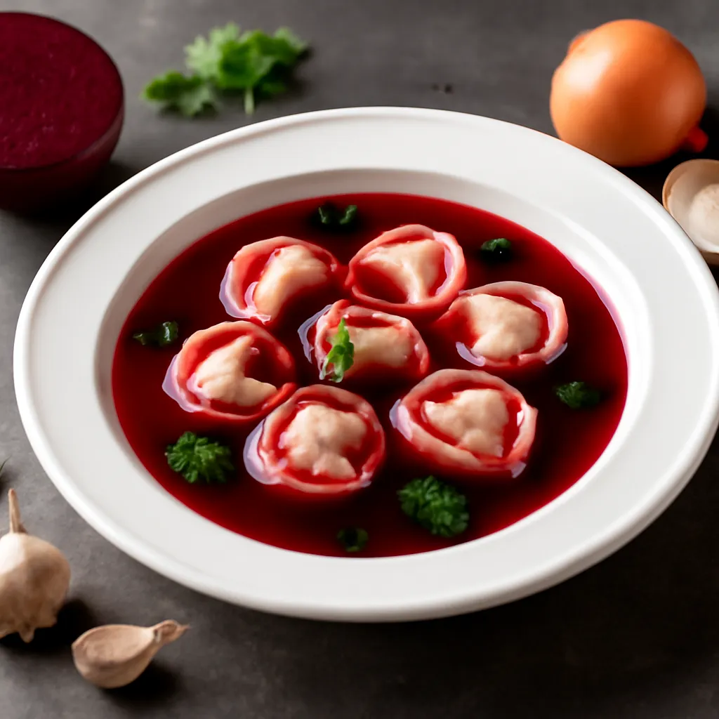 Beetroot soup with dumplings - photo 1