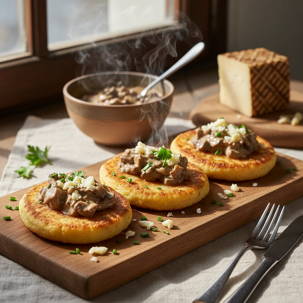 Recipe for: Podhale-style dumplings with mushroom sauce and smoked bryndza - photo 1