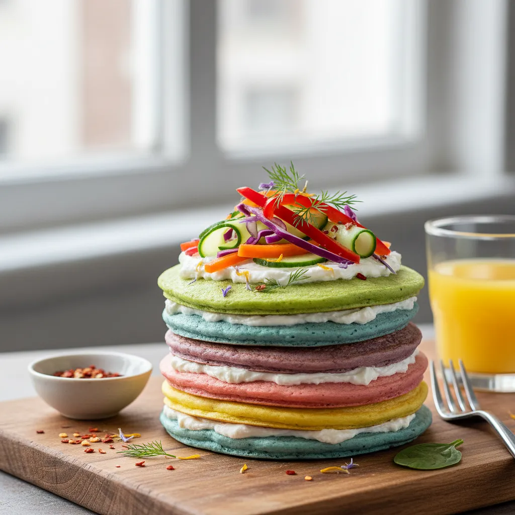 Recipe for: Rainbow Spinach Pancakes with Cheese and Vegetables - photo 1