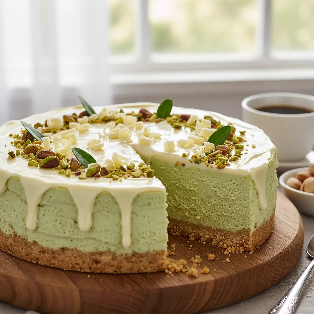 Recipe for: Creamy Pistachio Cheesecake No-Bake with White Chocolate - photo 1