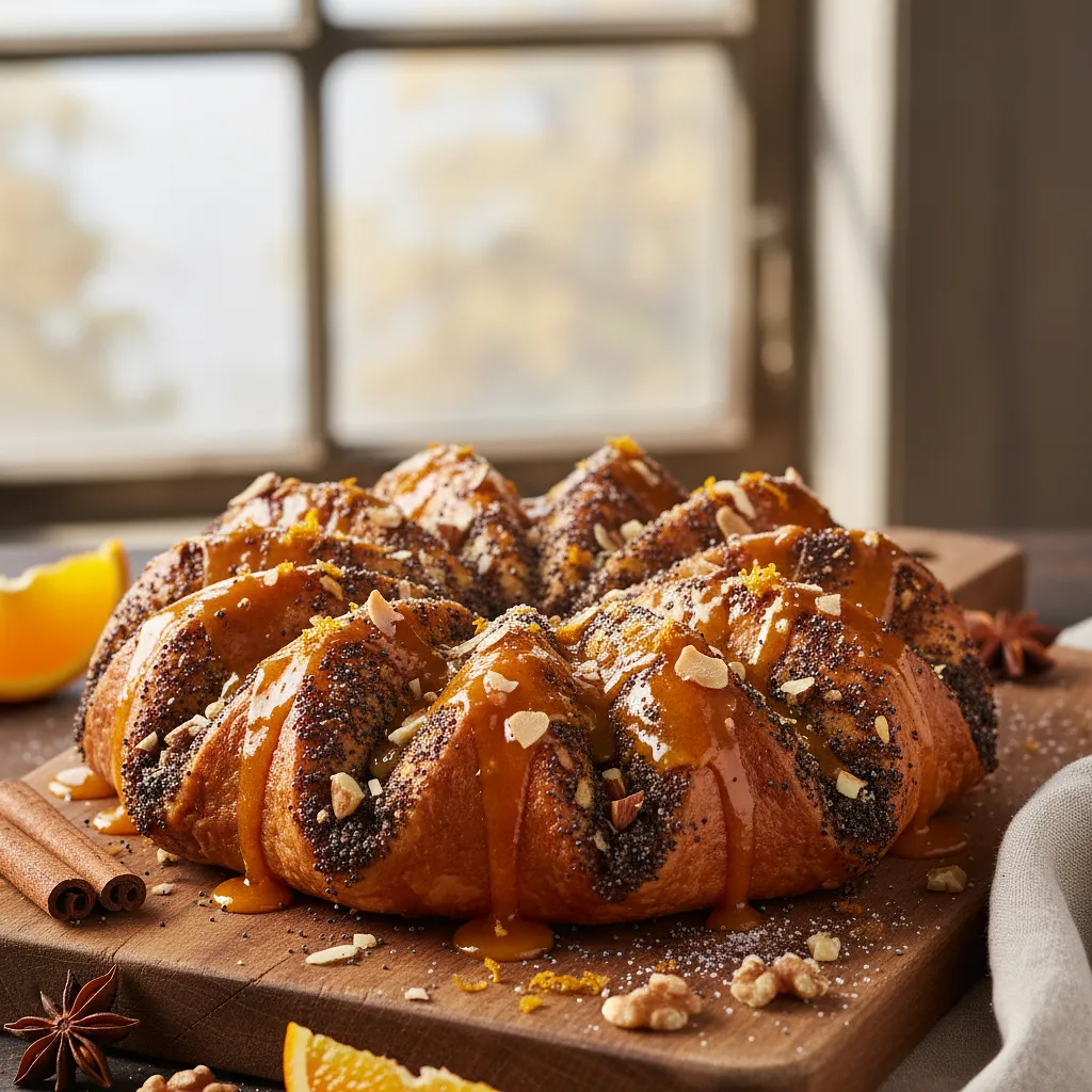 Spiced Poppy Seed and Nut Star with Orange Icing - photo 1