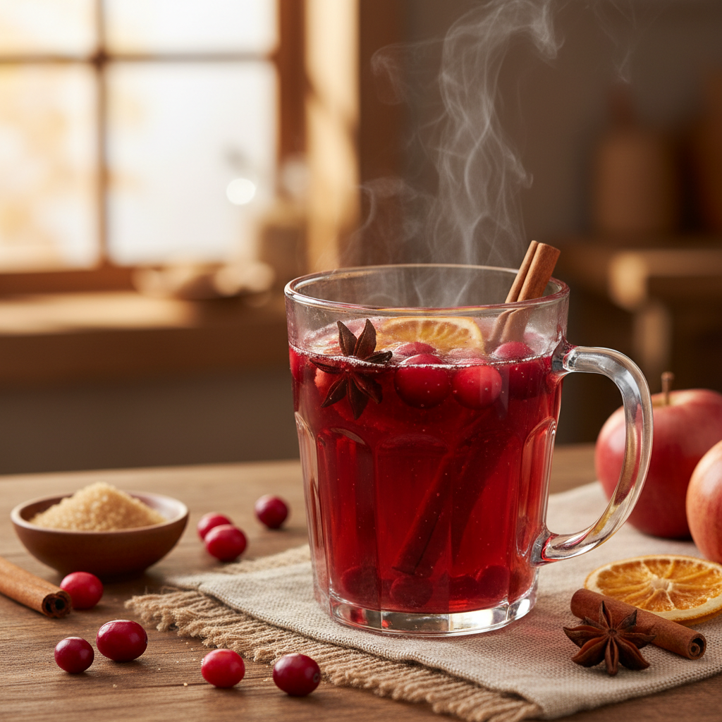Warming apple-cranberry drink with spices - photo 1