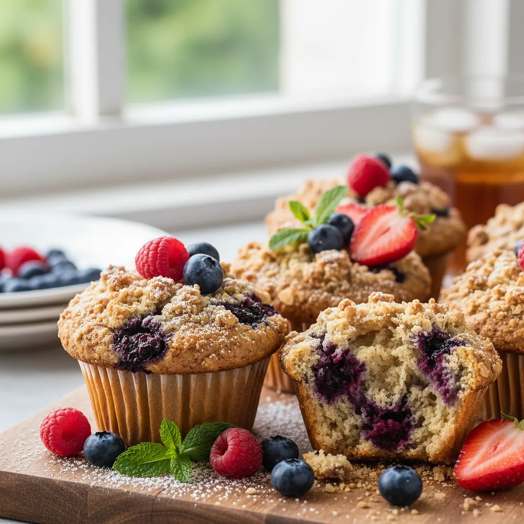Przepis na: Maślane Muffinki z Letnimi Owocami i Chrupiącą Owsianą Kruszonką - zdjęcie 1
