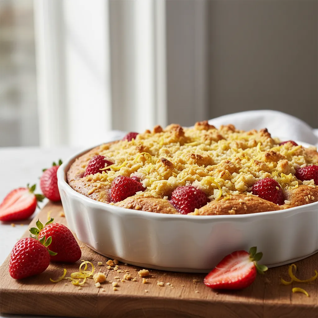 Recipe for: Buttery Yogurt Cake with Strawberries and Crunchy Lemon Crumble - photo 1