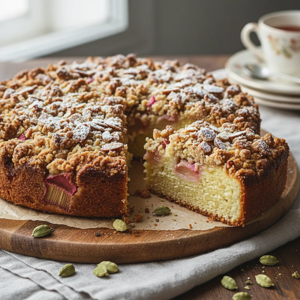 Buttermilk Cake with Rhubarb and Almond Crumble with a Hint of Cardamom - photo 1