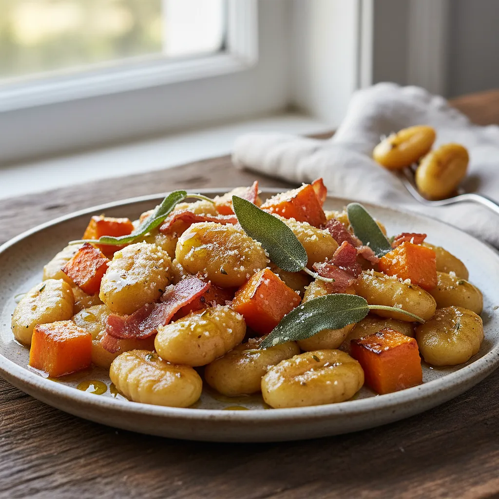 Przepis na: Kremowe Gnocchi z Szałwiowym Masłem, Pieczoną Dynią i Chrupiącą Pancettą - zdjęcie 1