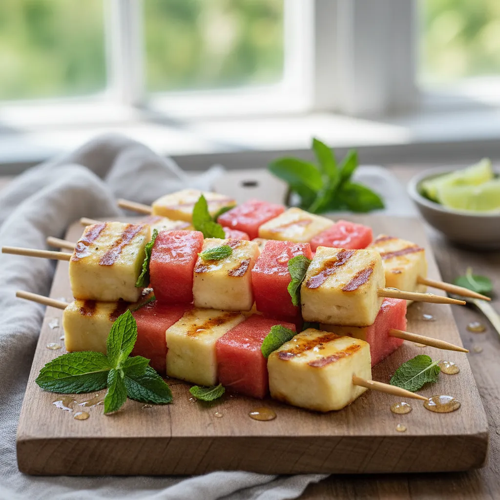 Przepis na: Grillowane Szaszłyki z Halloumi i Arbuza z Miętą - zdjęcie 1