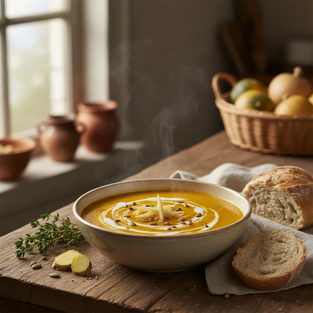 Aksamitny krem z pieczonej dyni z mlekiem kokosowym i nutą imbiru - zdjęcie 1