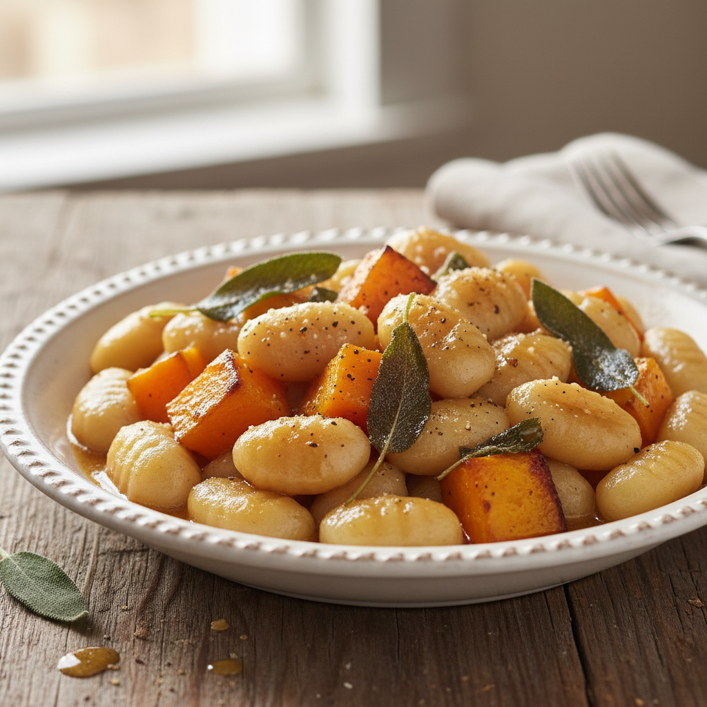 Kremowe gnocchi z pieczoną dynią, szałwią i palonym masłem - photo 1