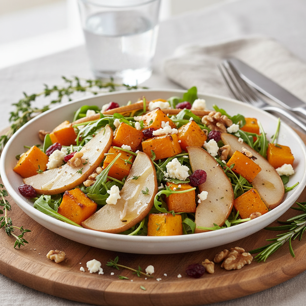 Sałatka z pieczoną dynią, gruszką i serem gorgonzola - zdjęcie 1