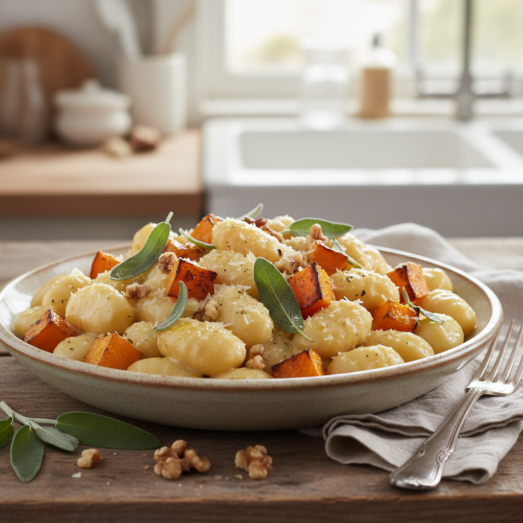 Kremowe gnocchi z pieczoną dynią, szałwią i orzechami włoskimi - zdjęcie 1