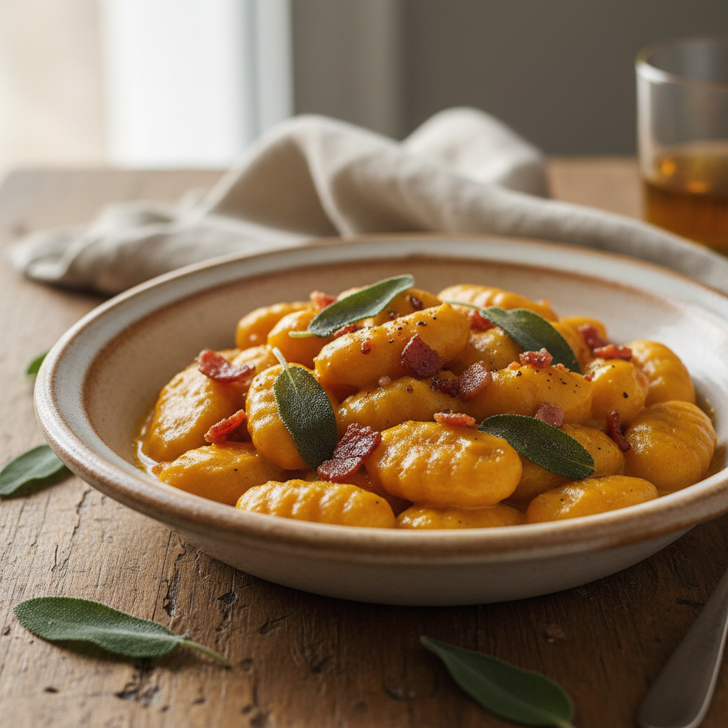 Kremowe gnocchi z dynią, szałwią i chrupiącym boczkiem - photo 1