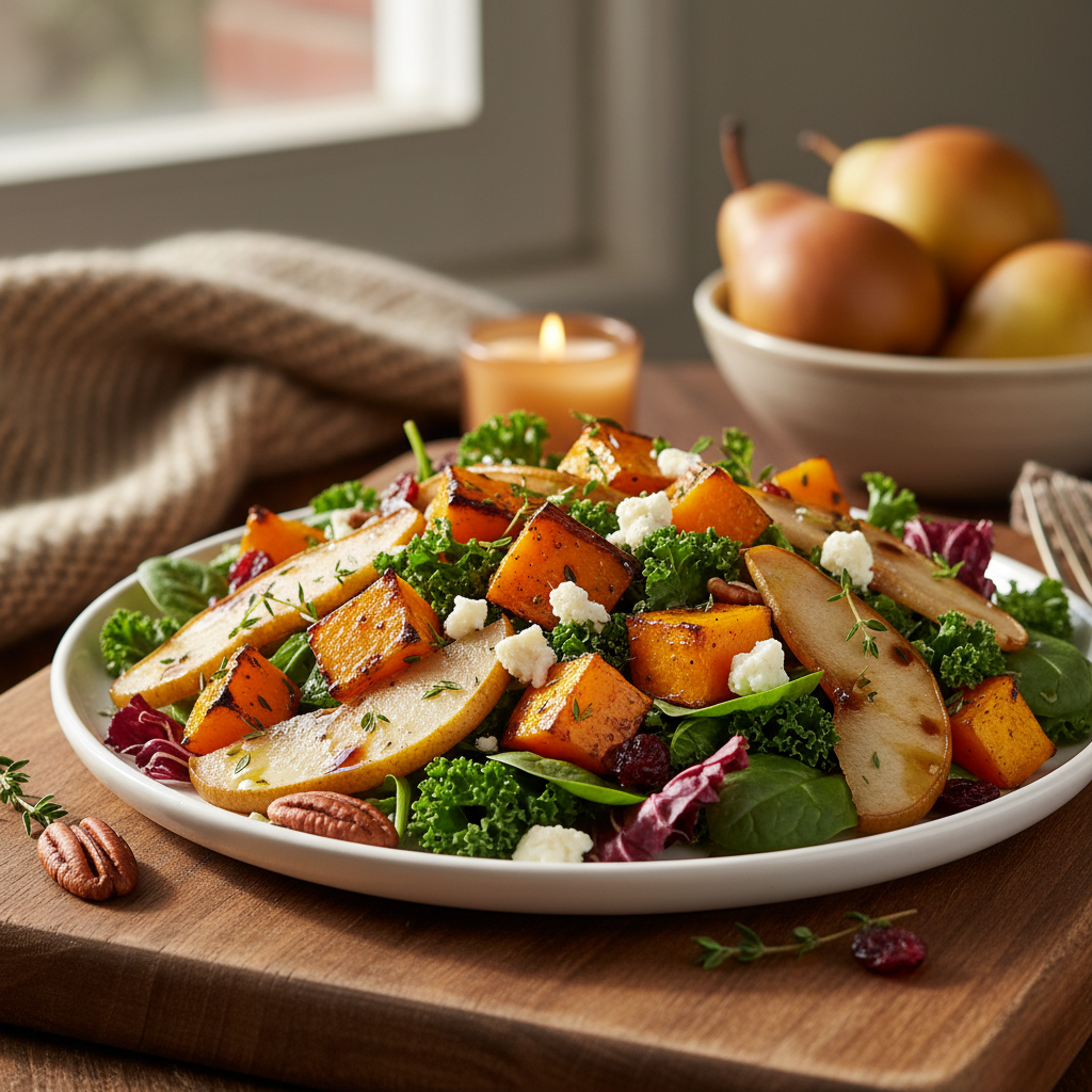 Jesienna Sałatka z Pieczoną Dynią, Gruszką i Serem Gorgonzola - photo 1