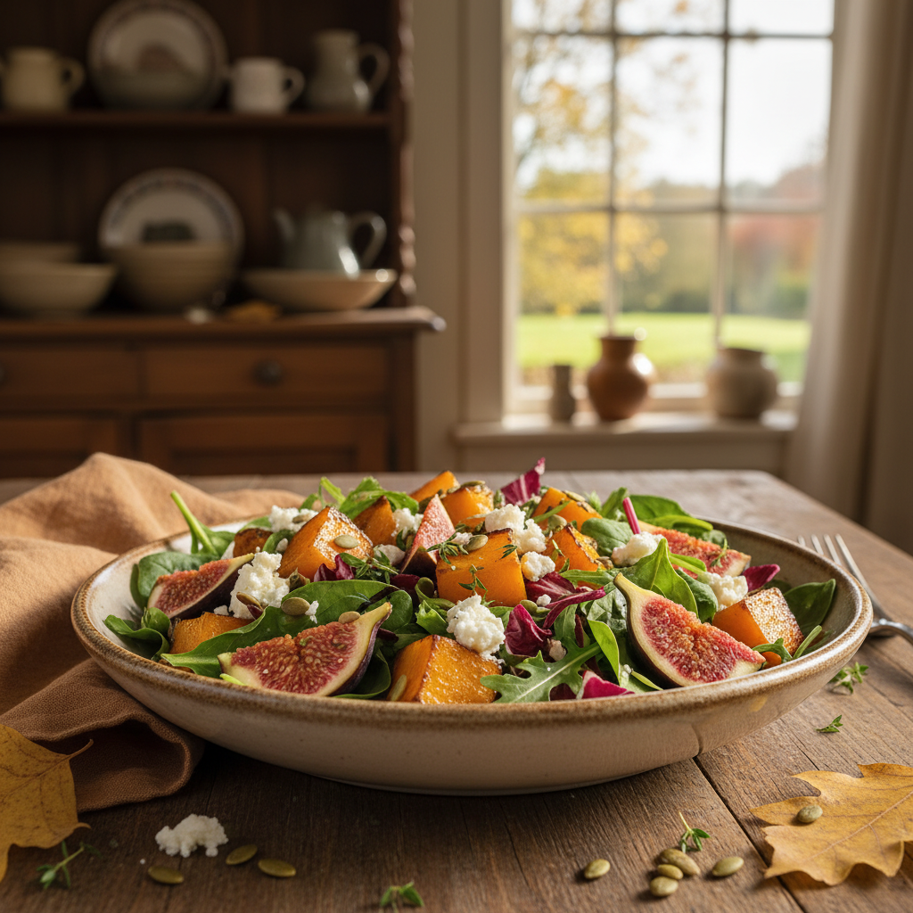 Autumn Salad with Roasted Pumpkin, Figs, and Goat Cheese - photo 1
