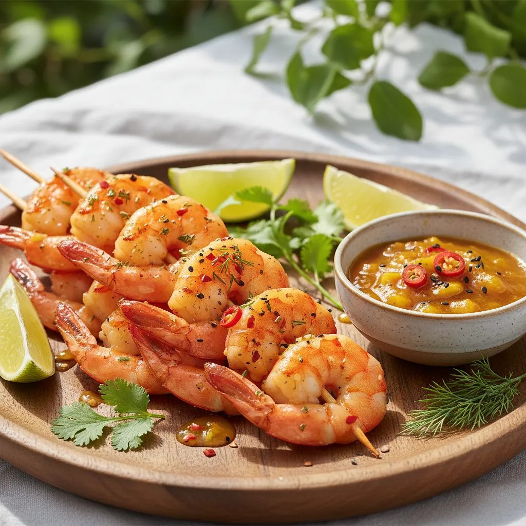 Krewetki z Grilla w Marynacie Cytrusowo-Ziołowej z Sosem Mango-Chilli - zdjęcie 1