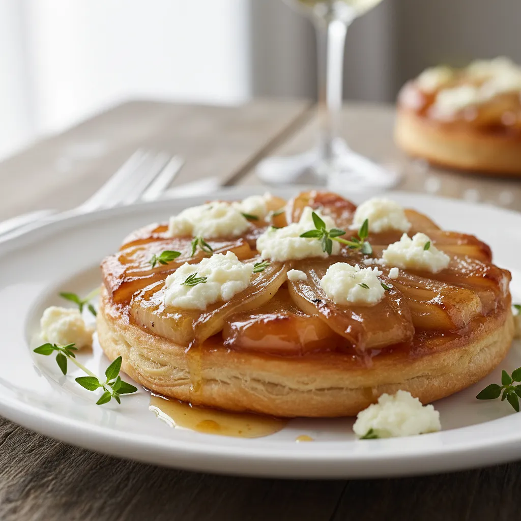 Mini Tatin Tarts with Caramelized Shallots, Thyme, and Goat Cheese - photo 1