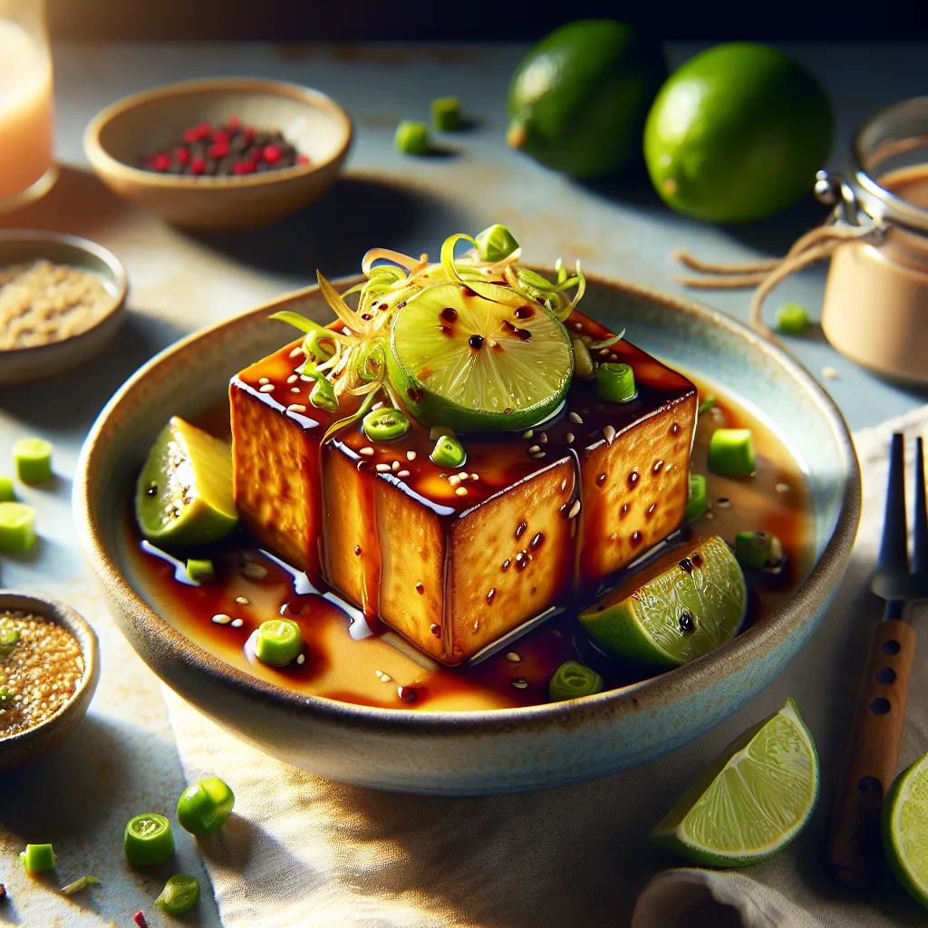 Przepis na: Tofu przemiana życia — karmelizowane tofu miso-limonkowe z sosem tahini - zdjęcie 1