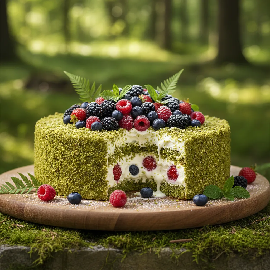 Recipe for: Photogenic Forest Moss Cake with Mascarpone Cream and Forest Fruits - photo 1