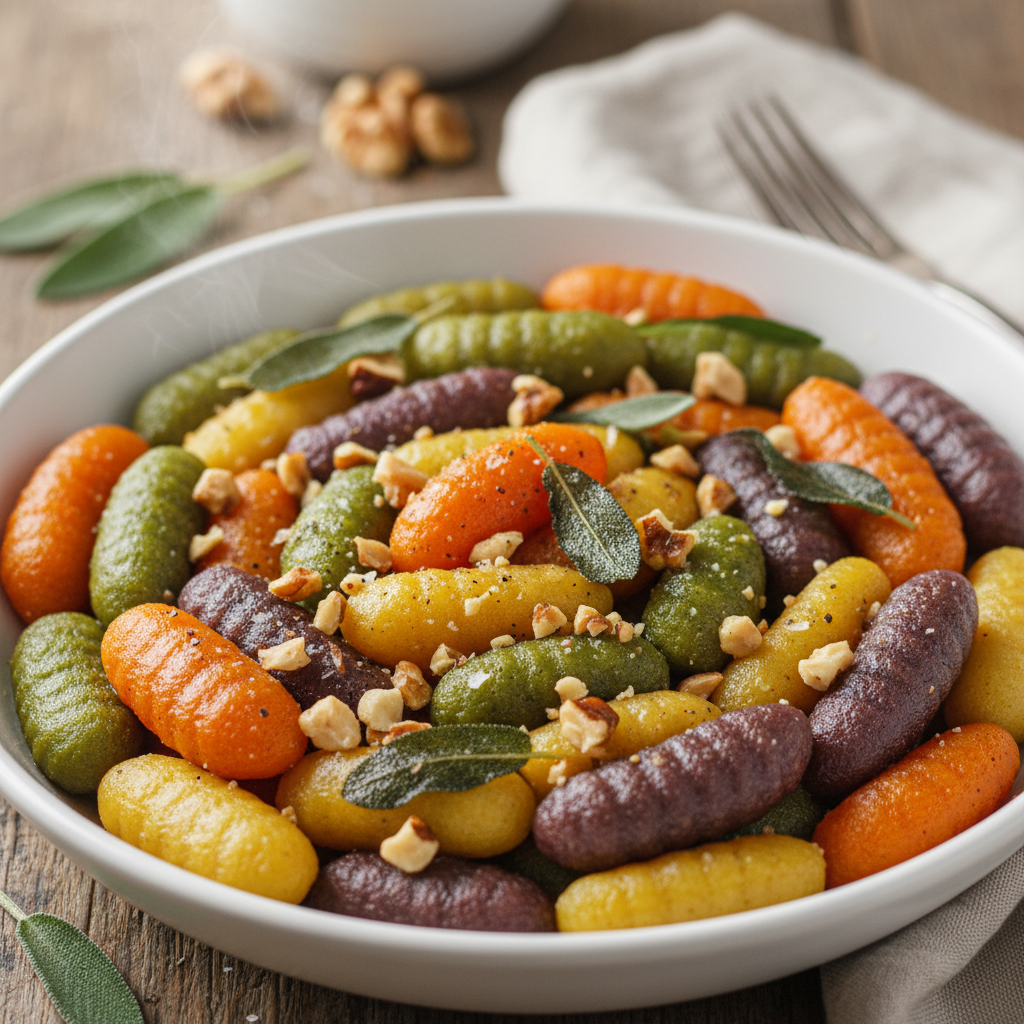 Rainbow Pumpkin Gnocchi with Sage Butter and Crunchy Nuts - photo 1