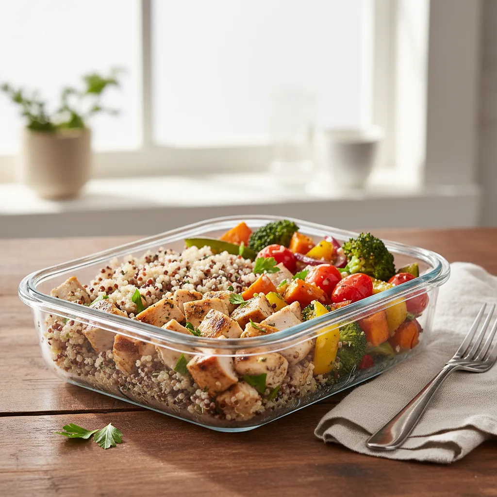 Przepis na: Energetyczne 'Meal-Prep' Bowl z Kurczakiem, Quinoa i Pieczonymi Warzywami - zdjęcie 1