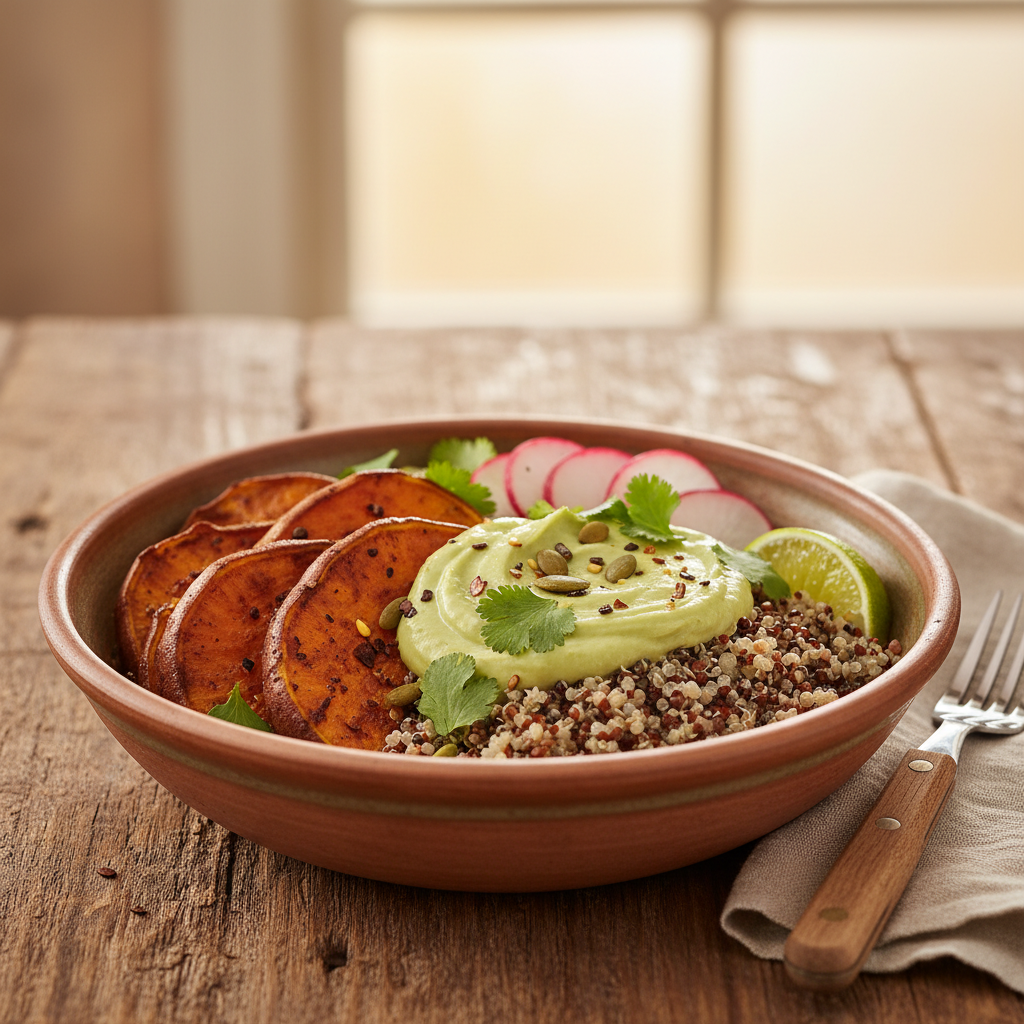 Andean Power Bowl with Quinoa, Smoked Sweet Potato, and Avocado Cream - photo 1