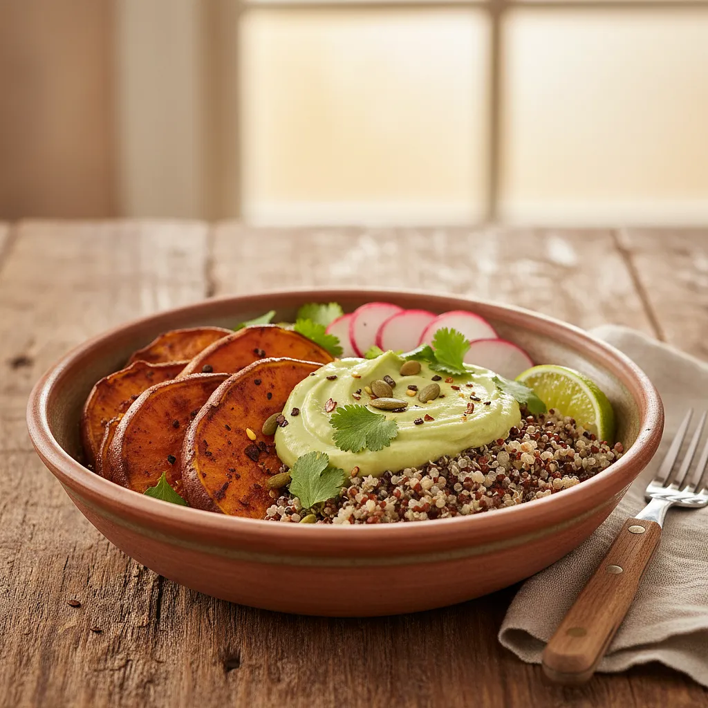 Andyjska Miska Mocy z Quinoa, Wędzonym Batatem i Kremem z Awokado - zdjęcie 1