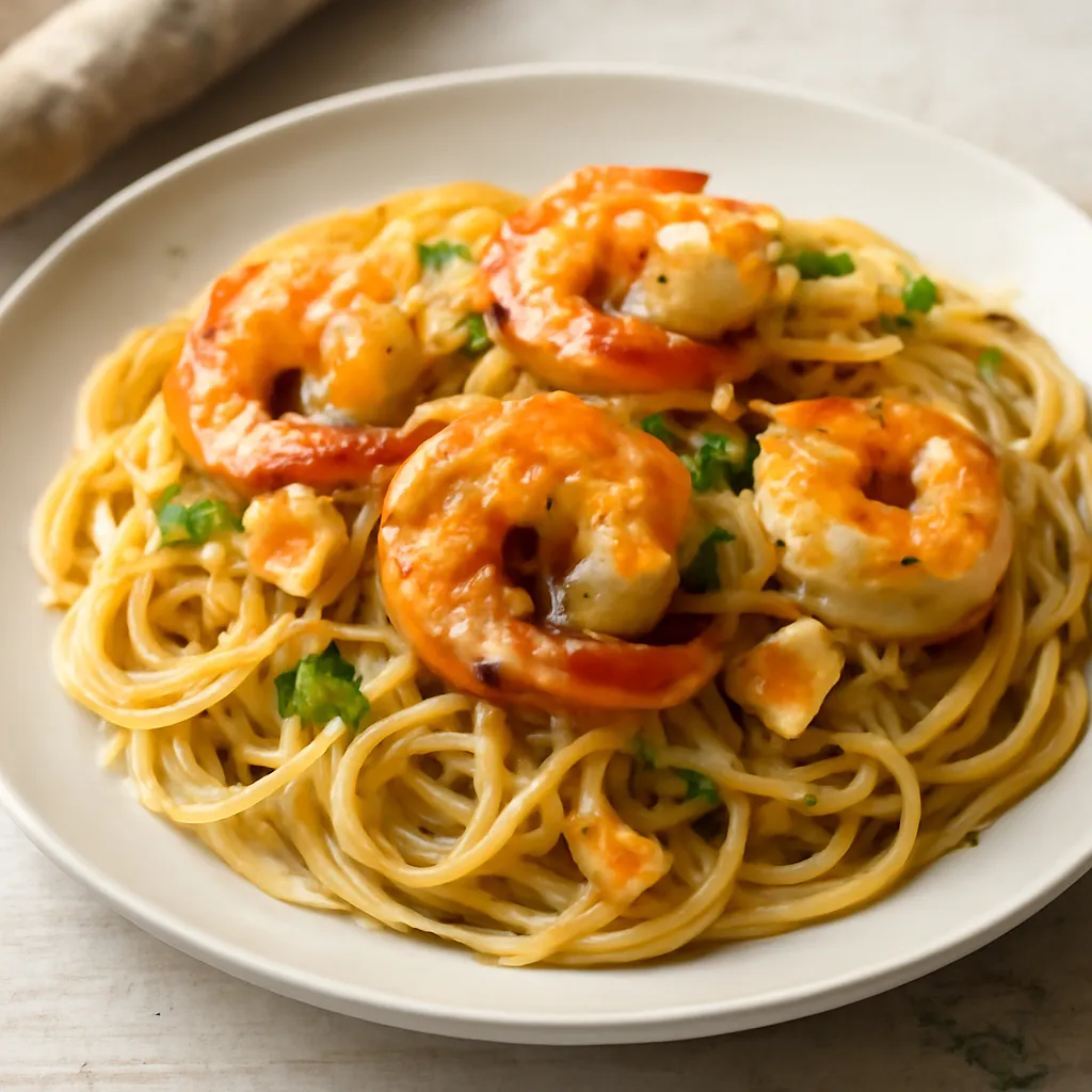 Przepis na: Makaron spaghetti z krewetkami i czosnkiem - zdjęcie 1