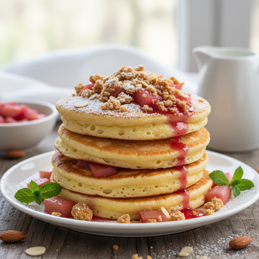 Puszysty Placek Kefirowy z Rabarbarem i Migdałową Kruszonką - zdjęcie 1