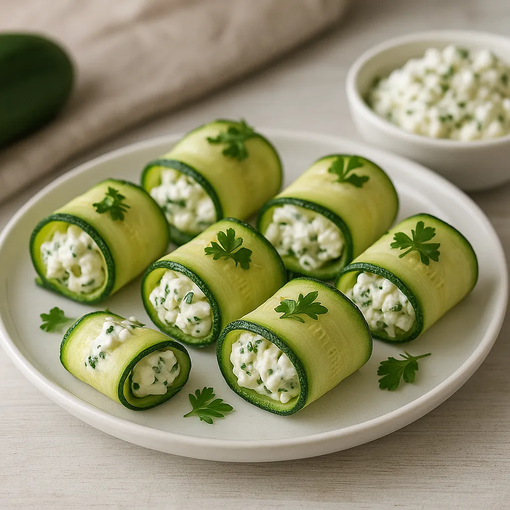 Delicate Zucchini Wraps with Creamy Cottage Cheese and Herb Filling - photo 1