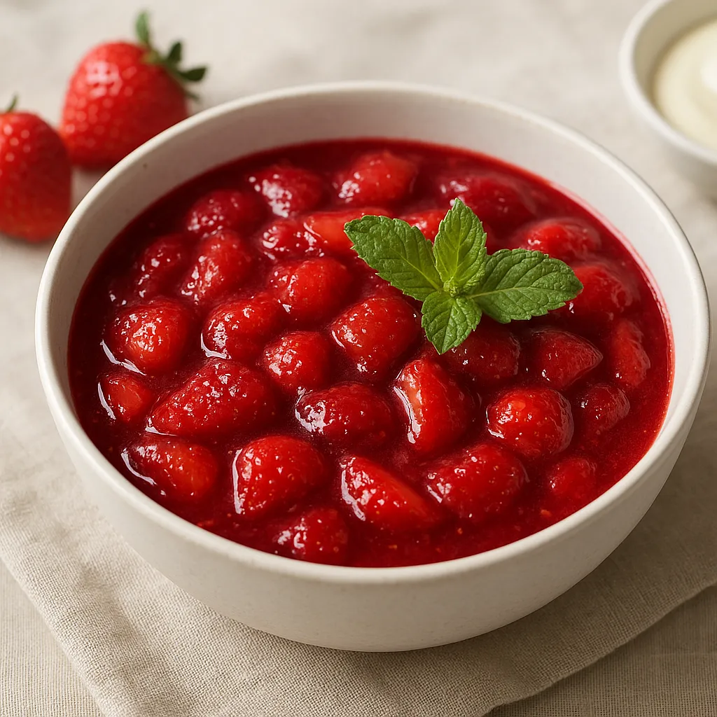 Recipe for: Strawberry Compote with a Hint of Vanilla and Mint - photo 1
