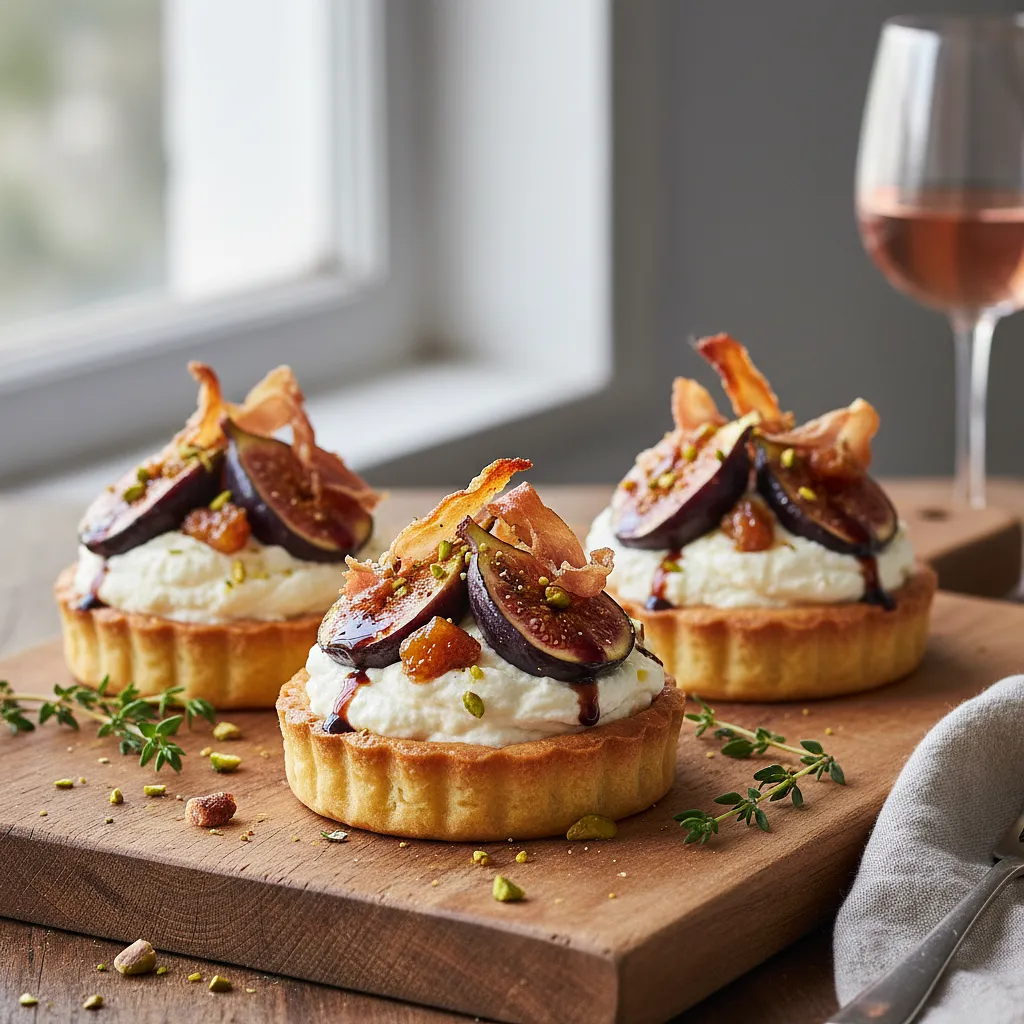 Tartlets with Goat Cheese Mousse, Caramelized Fig, and Crispy Prosciutto - photo 1