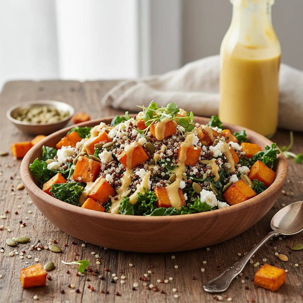 Power Salad with Roasted Sweet Potato, Quinoa, and Golden Dressing - photo 1
