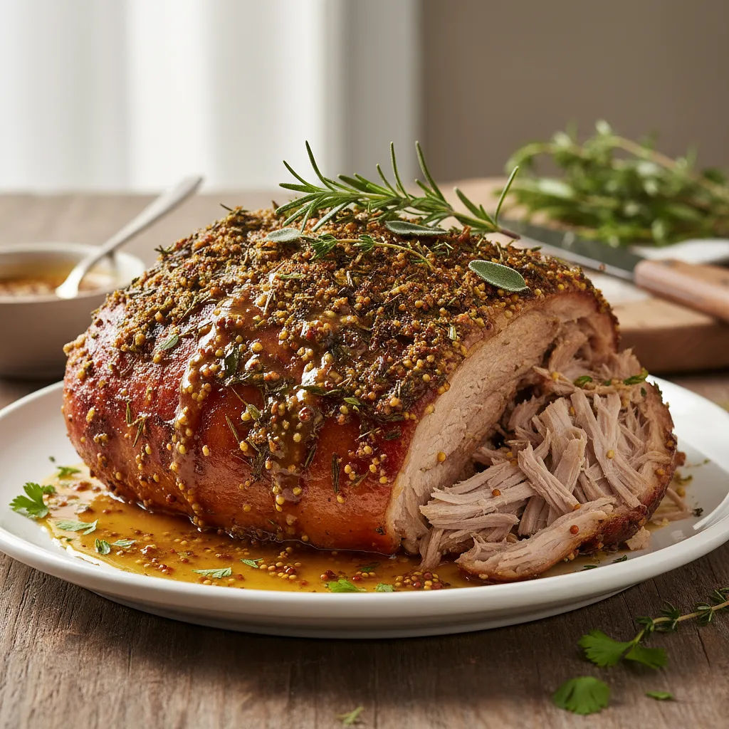 Slow-Roasted Pork Neck with Herbs and Mustard-Honey Sauce - photo 1